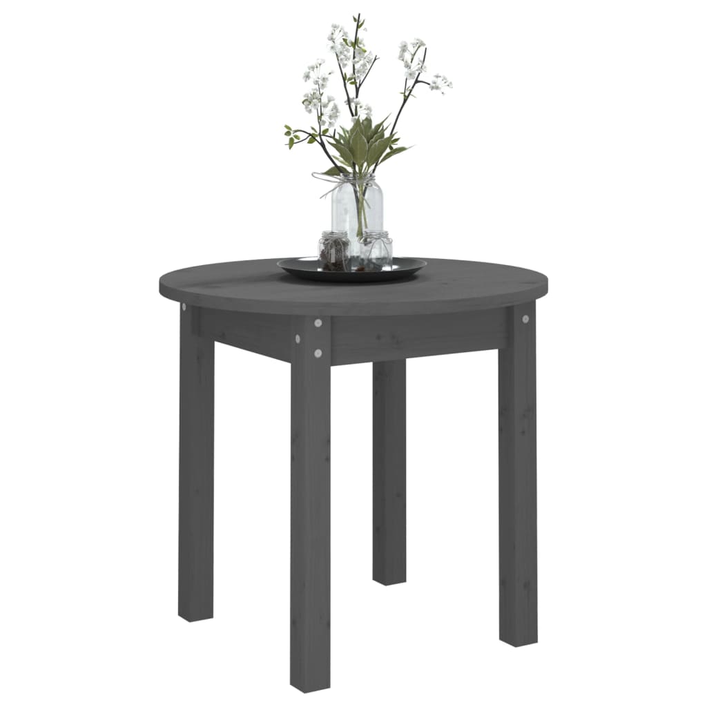 Mesa De Centro De Madera Maciza De Pino Gris Ø 45x40 Cm_2