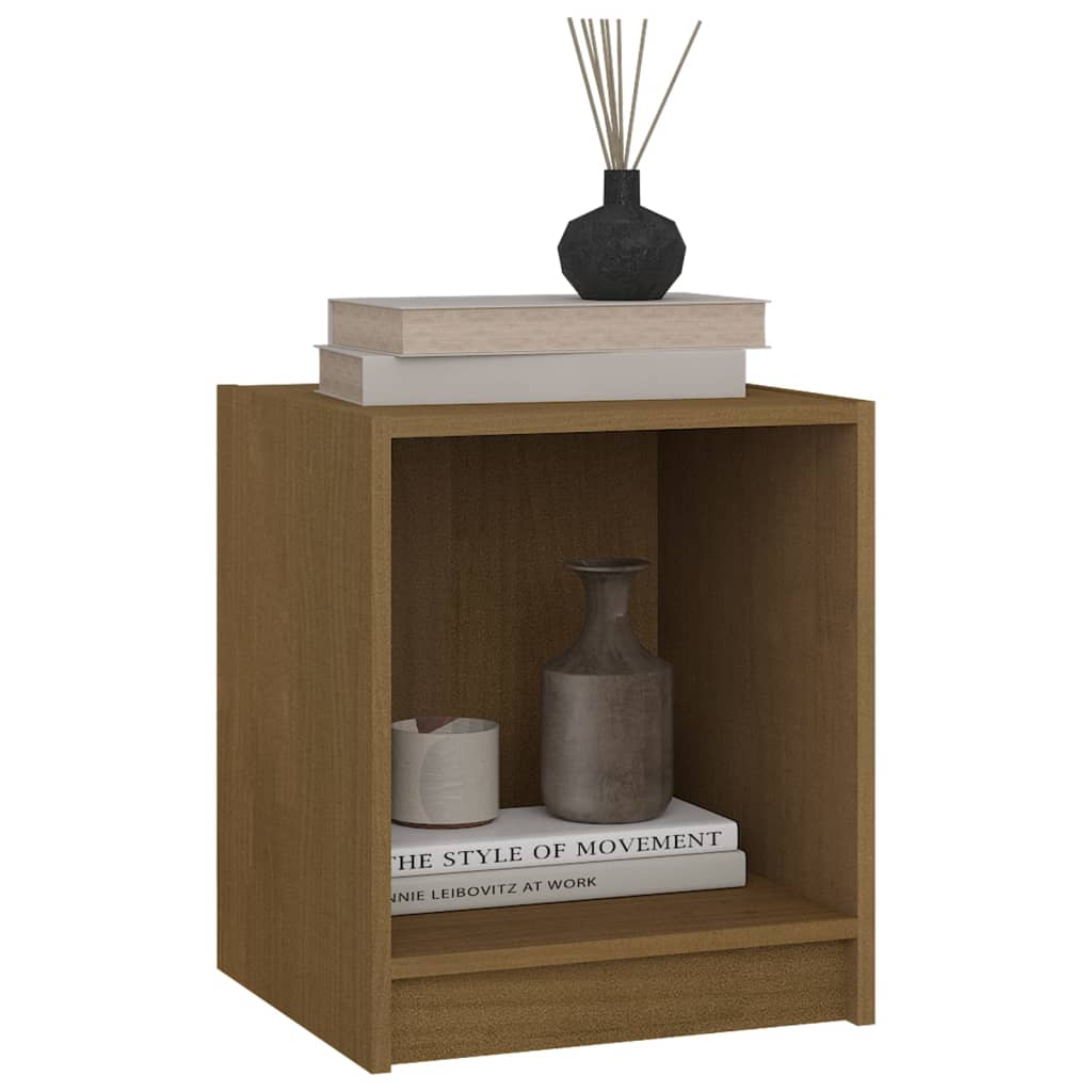 Mesita Noche Madera Pino Maciza Marrón Miel 35,5x33,5x41,5 Cm_1
