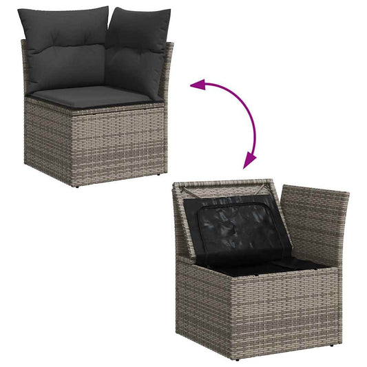 Set De Sofás De Jardín Con Cojines 9 Pzas Ratán Sintético Gris / Vetonek_0
