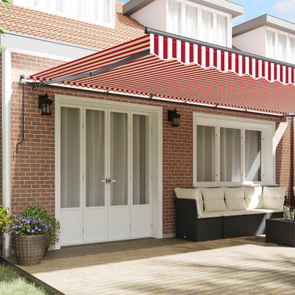 Toldo Retráctil Rojo Y Blanco 600 X 350 Cm Poliéster Y Aluminio_2