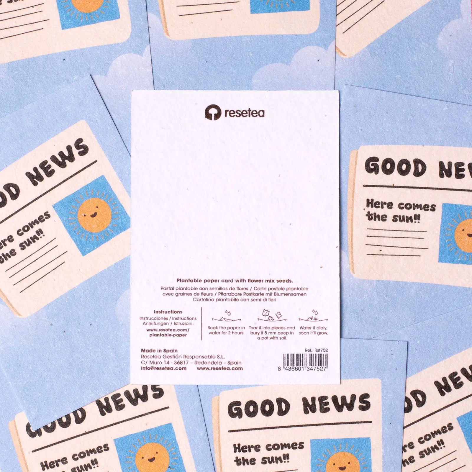 Postal Plantable Good News Semillas de Flores | Papel de Algodón Reciclado | Regalo Original - Resetea_3