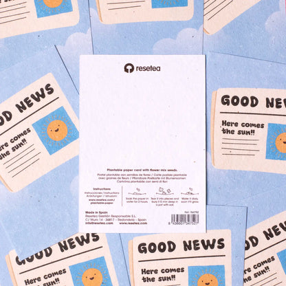 Postal Plantable Good News Semillas de Flores | Papel de Algodón Reciclado | Regalo Original - Resetea_3