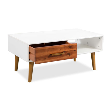 Mesa De Centro De Madera Maciza De Acacia 90x50x40 Cm_2