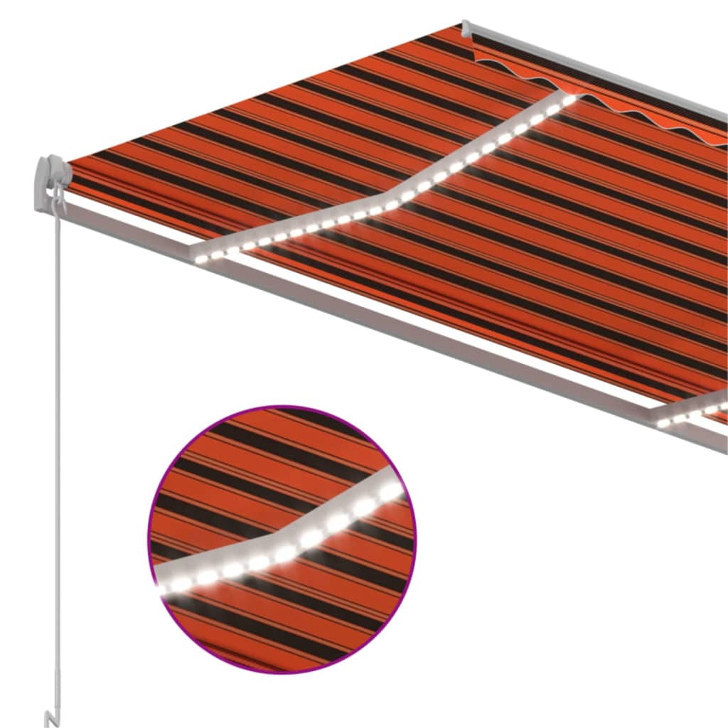 Toldo Retráctil Manual Con Led Naranja Y Marrón 350x250 Cm_3