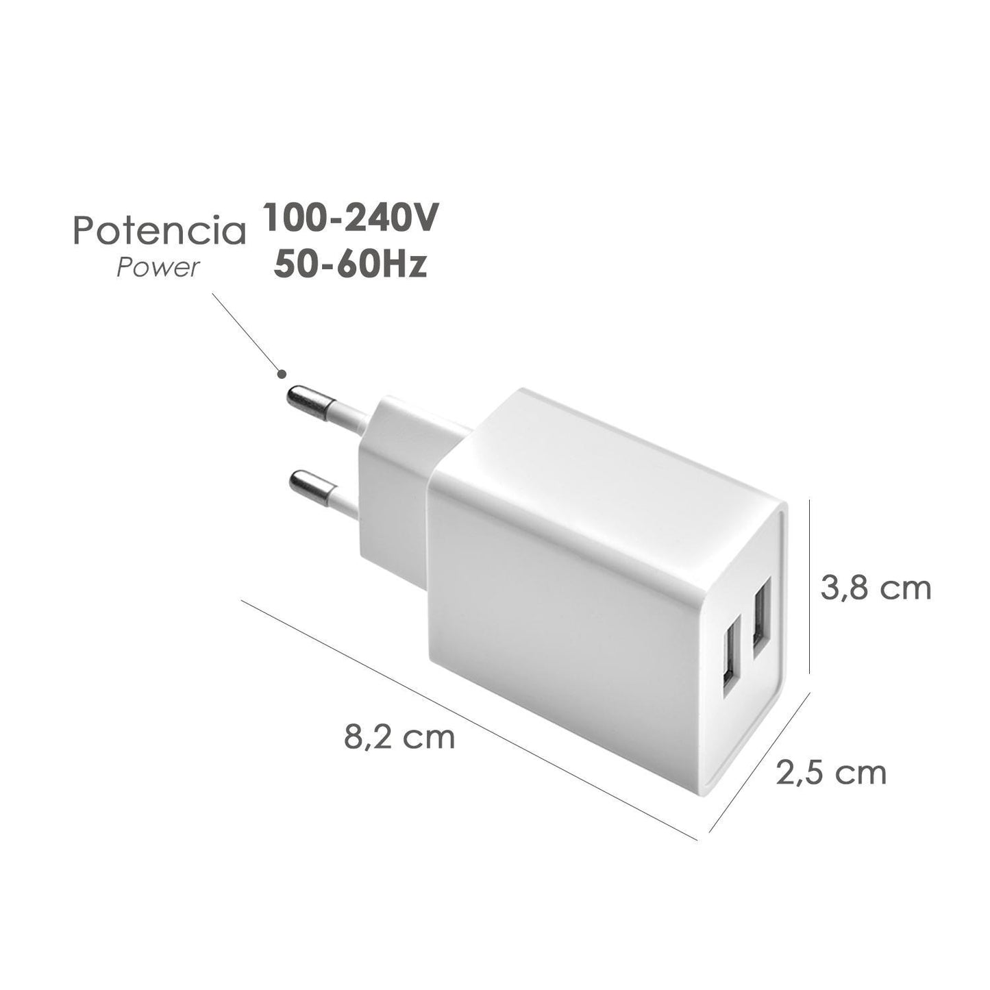 Cargador Usb Dos Tomas 2.1 Amperios. 5 V. Adaptador Enchufe Usb Cargador Usb De Pared, Android, Iphone, Smartphones, Tablets._1