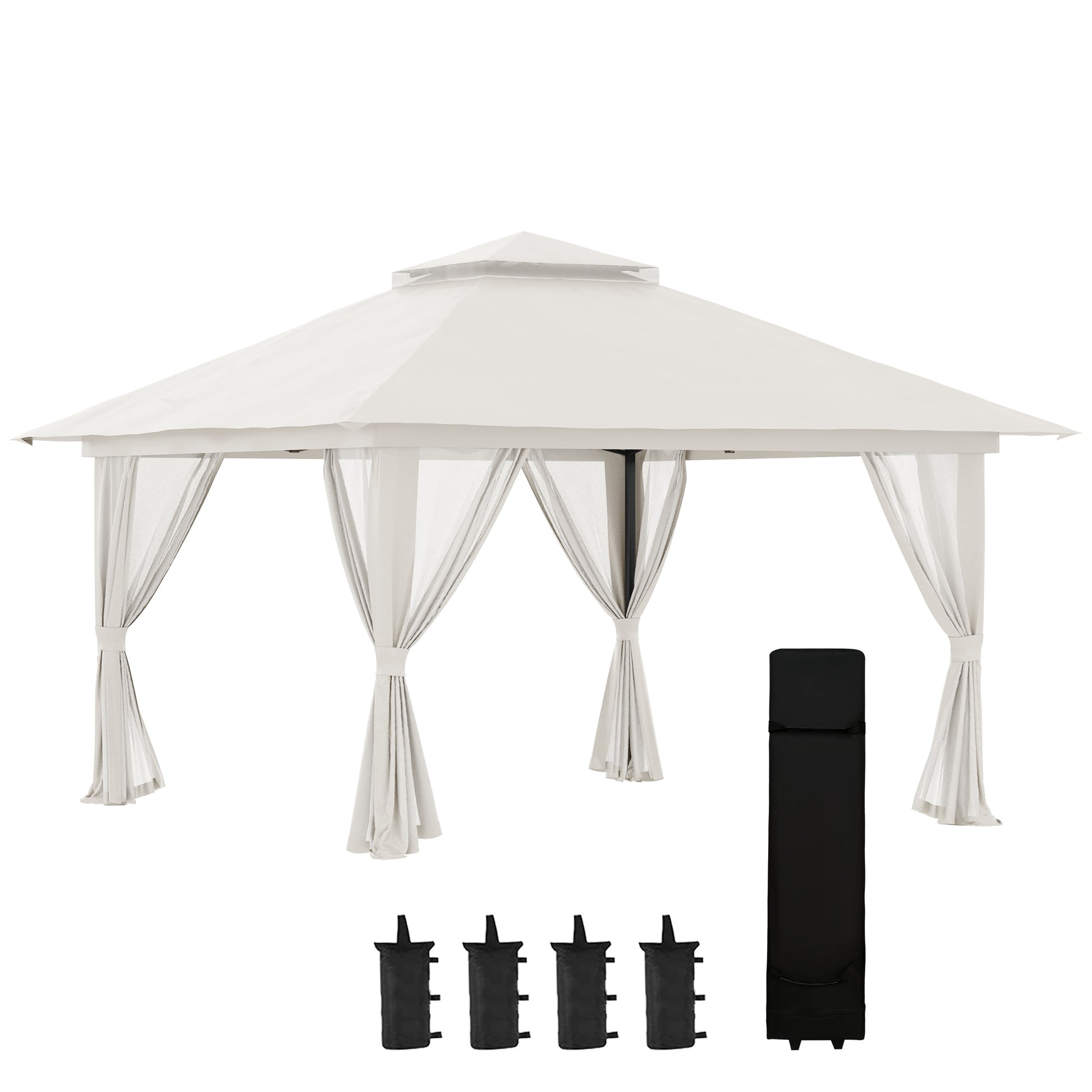 Outsunny Carpa Plegable Pop-up 4x4x2,8 M Altura Ajustable Protección Uv50+_0