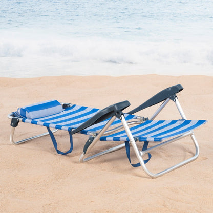Aktive Silla De Playa Plegable Y Reclinable 7 Posiciones Marinera C/cojín Y Asas Mano_2