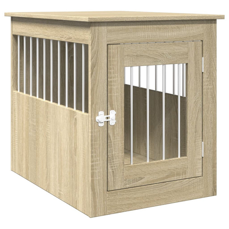 Jaula Para Perros En Mueble Roble Sonoma Estilo 55x75x65 Cm Material Madera_0