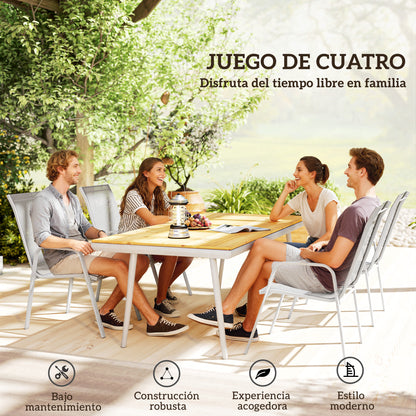 Outsunny Juego De 4 Sillas De Jardín Exterior 54x75,5x95 Cm Gris Claro_3