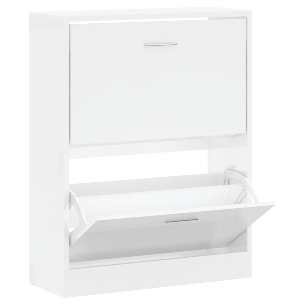 Vidaxl Mueble Zapatero Madera Contrachapada Blanco Brillo 63x24x81 Cm_0