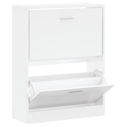 Vidaxl Mueble Zapatero Madera Contrachapada Blanco Brillo 63x24x81 Cm_0