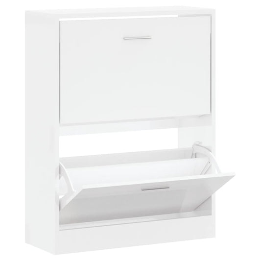 Vidaxl Mueble Zapatero Madera Contrachapada Blanco Brillo 63x24x81 Cm_0