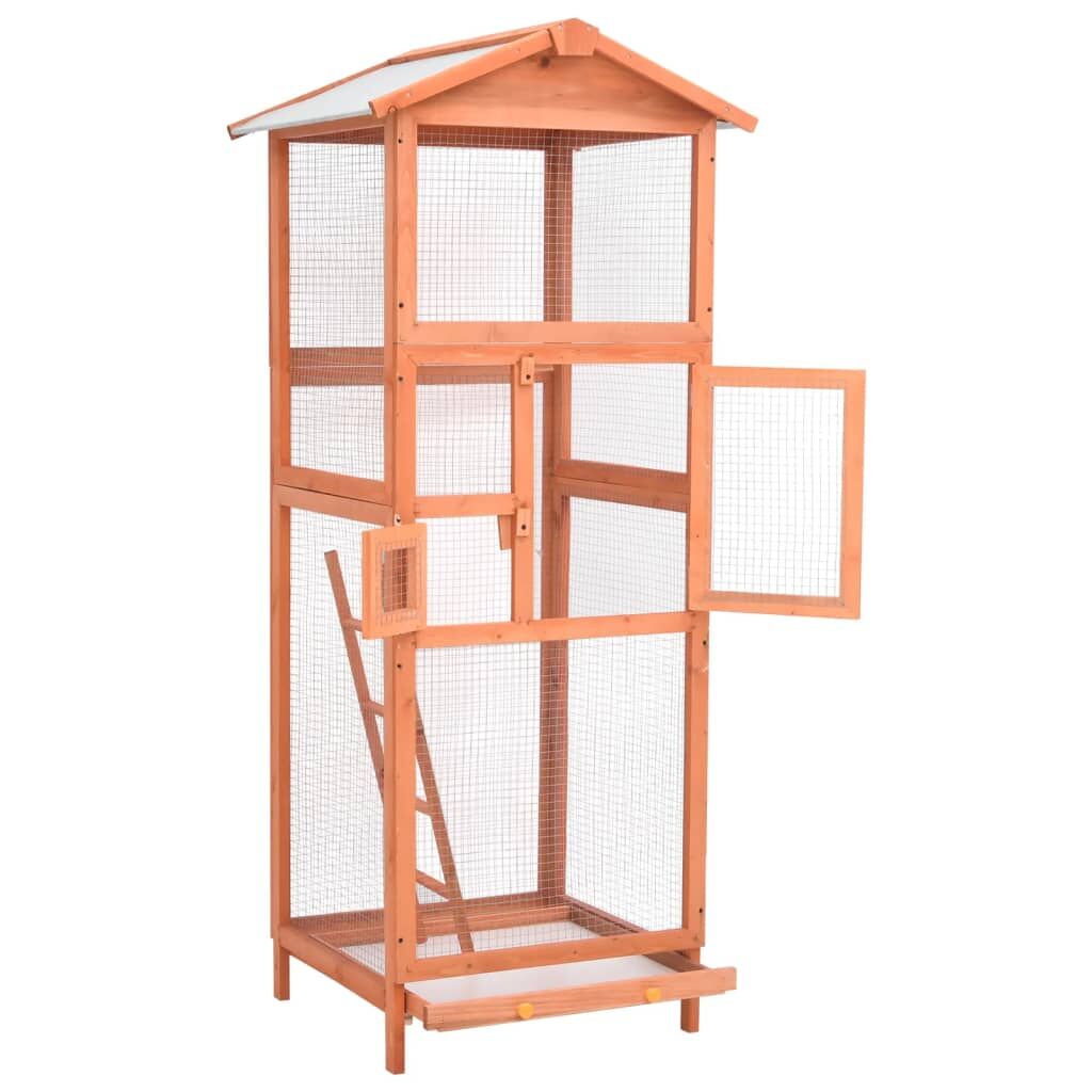 Vidaxl Jaula Para Pájaros Madera Maciza De Abeto 68x62x166 Cm_1