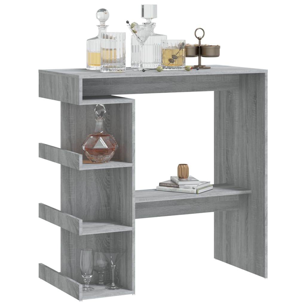 Mesa Bar Estante Almacenaje Gris Sonoma 100x50x101,5 Cm_2