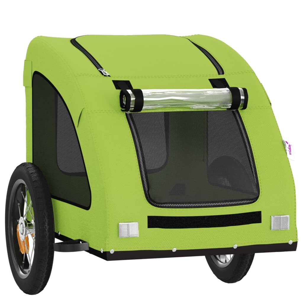 Vidaxl Remolque De Bicicleta Mascotas Hierro Tela Oxford Verde_4