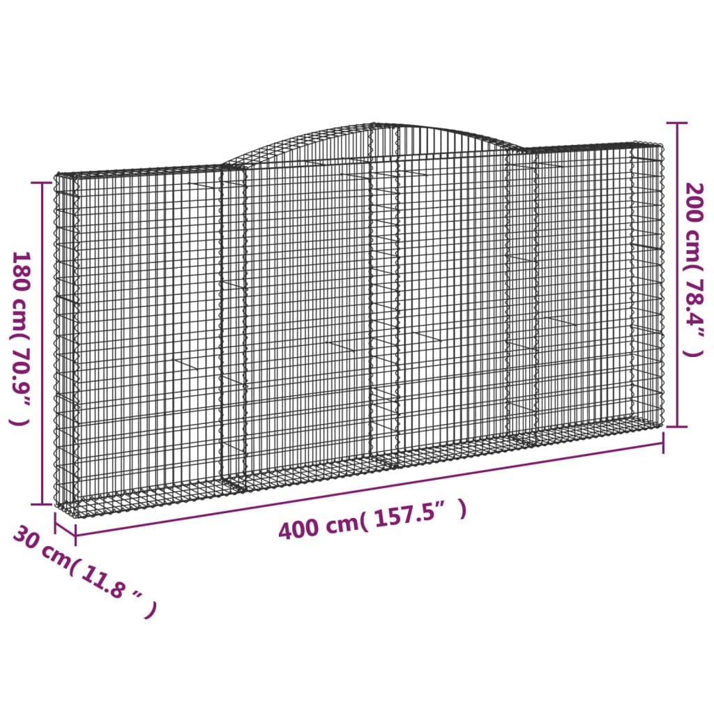 Cestas De Gaviones 6 Uds Forma De Arco Hierro 400x30x180/200 Cm_5