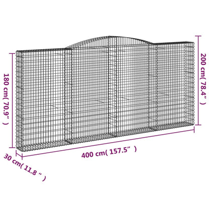 Cestas De Gaviones 2 Uds Forma De Arco Hierro 400x30x180/200 Cm_5