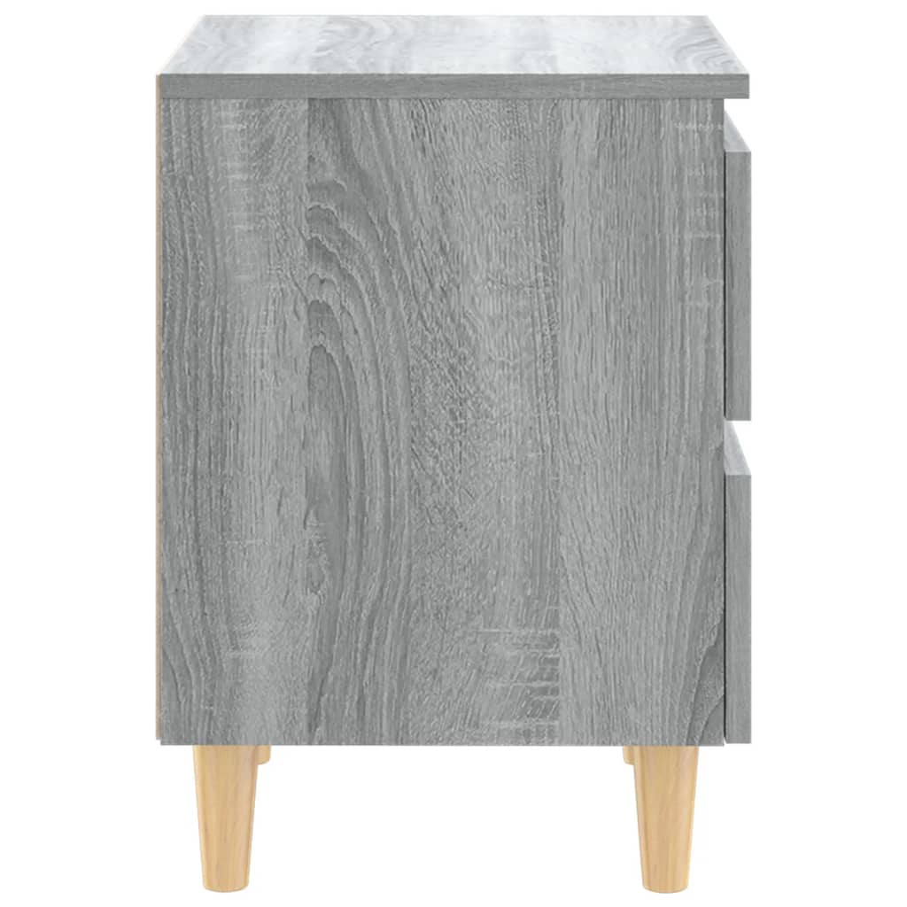 Mesita De Noche Patas De Madera Maciza Gris Sonoma 40x35x50 Cm_2