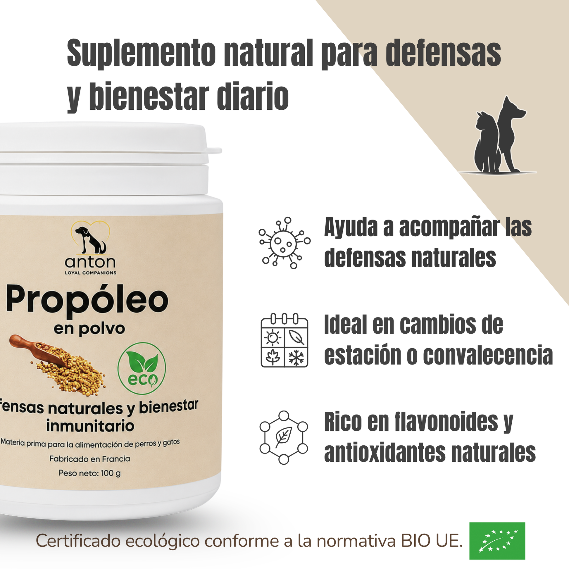Suplemento natural para las defensas de perros y gatos – Propóleo ECO 100 g_1