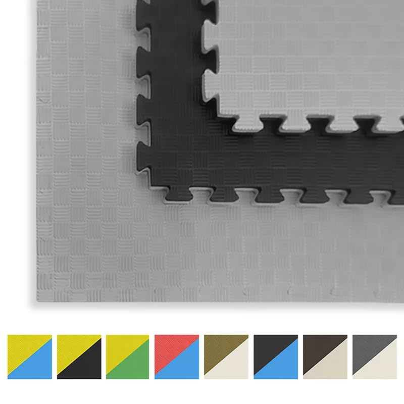 Artatami® Tatami Puzzle 1x1x25 Mm Negro - Gris Pack Ahorro【8 Unidades】 Alta Densidad Eva – Judo, Bjj, Mma Y Lucha_3