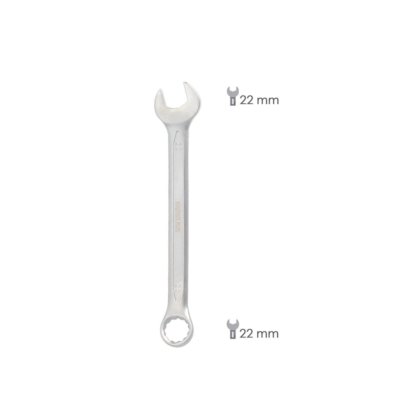 Llave Combinada Plus 22x22 Acero Cromo Vanadio Din 3113. Llave Doble Boca, Llave Fija, Llave Estrella
