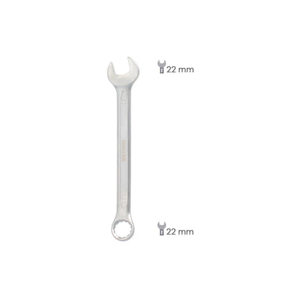 Llave Combinada Plus 22x22 Acero Cromo Vanadio Din 3113. Llave Doble Boca, Llave Fija, Llave Estrella