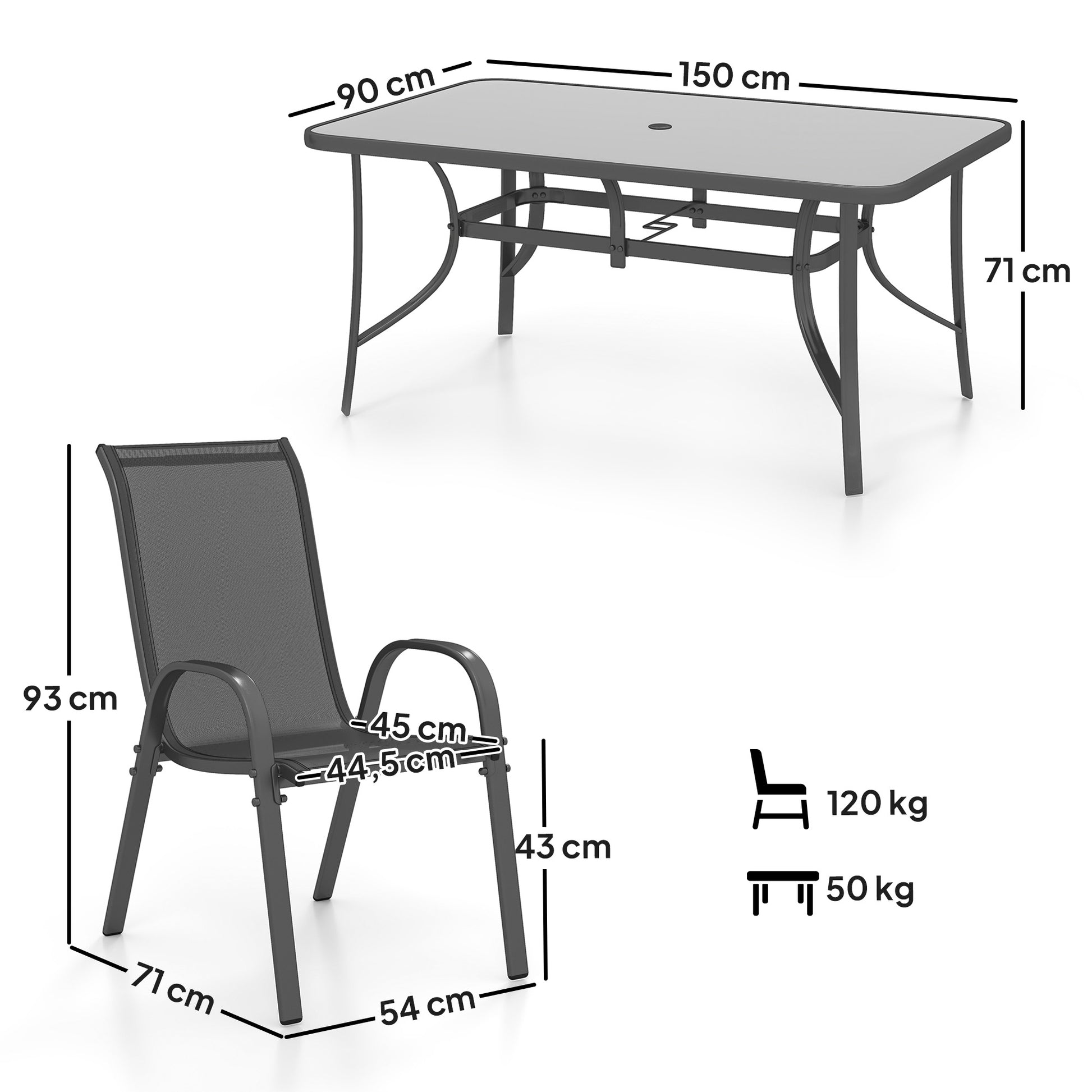 Outsunny Conjunto De Mesa Y Sillas Jardín De 7 Piezas_2