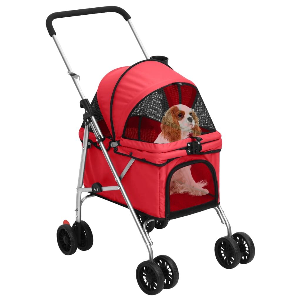 Vidaxl Cochecito Para Perros Plegable Tela Oxford Rojo 76x50x100 Cm_1