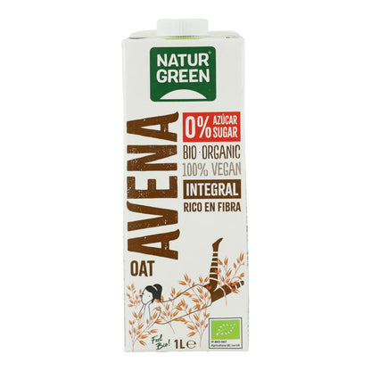 Pack 6 uds Bebida de Avena Integral 0% Azúcares Bio NaturGreen 1 L
