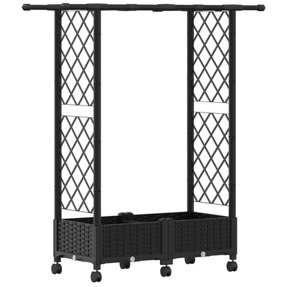 Cama Elevada Con Trellis Y Techo Negro 122,5 X 40 X 127 Cm Pp_0
