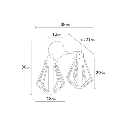 Aplique De Pared, Hierro , Negro, 38x38x30, Casquillo E 27 Max 40 W_1