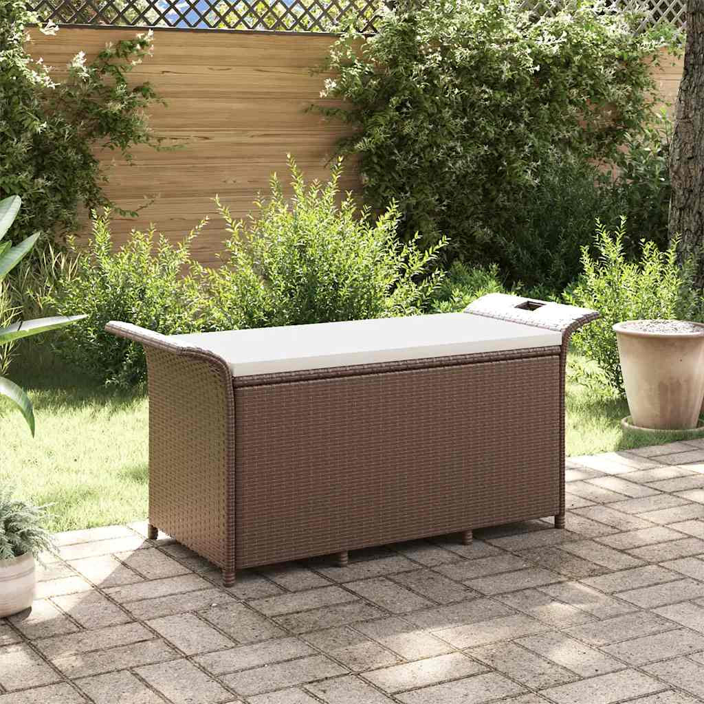 Vidaxl Banco De Jardín Con Cojín Ratán Sintético Marrón 116x46x57 Cm_1
