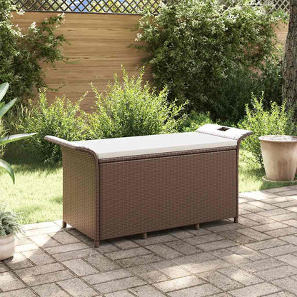 Vidaxl Banco De Jardín Con Cojín Ratán Sintético Marrón 116x46x57 Cm_1