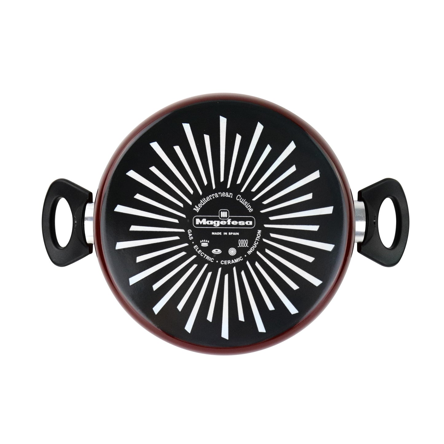 Olla Alta 'sr' Ø18cm Con Tapa Vidrio Rojo Magefesa