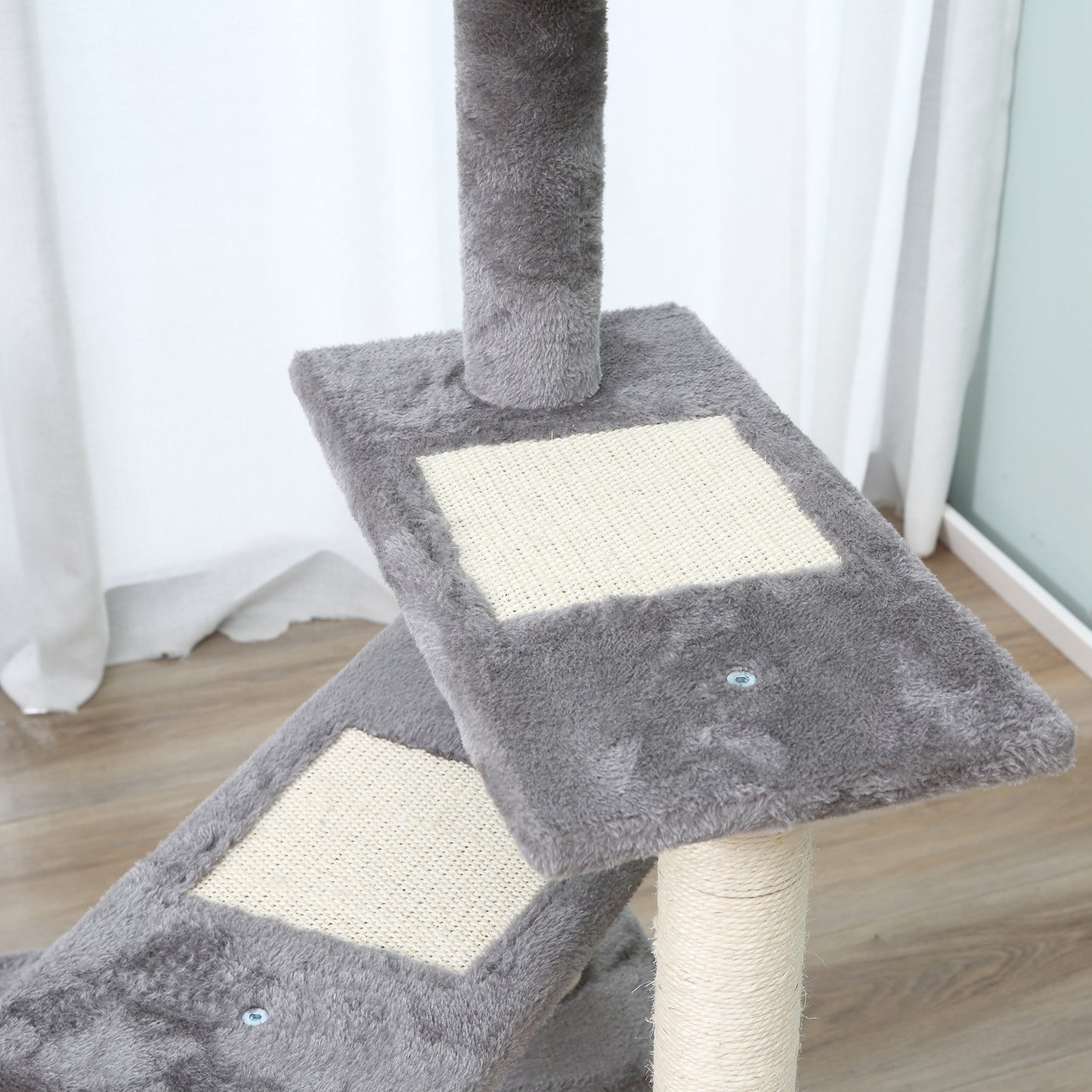 Pawhut Árbol Rascador Para Gatos 48,5x48,5x100cm Centro De Actividad Plataformas_3