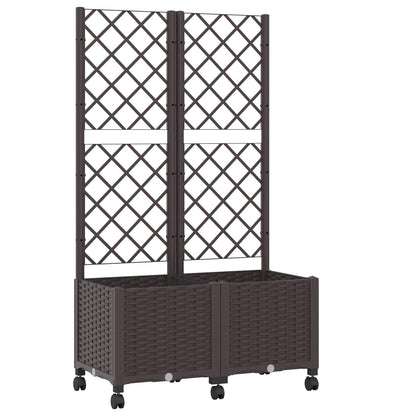 Jardinera Con Enrejado Y Ruedas Marrón 80 X 40 X 146 Cm Pp_0
