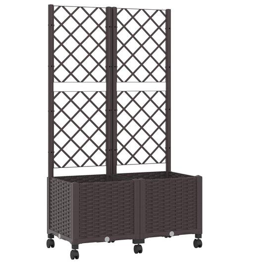 Jardinera Con Enrejado Y Ruedas Marrón 80 X 40 X 146 Cm Pp_0