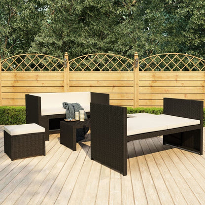 Vidaxl Set Muebles De Jardín 5 Piezas Y Cojines Ratán Sintético Negro_1
