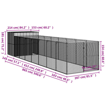 Vidaxl Caseta Perros Con Corral Acero Galvanizado Gris 214x865x181 Cm_2