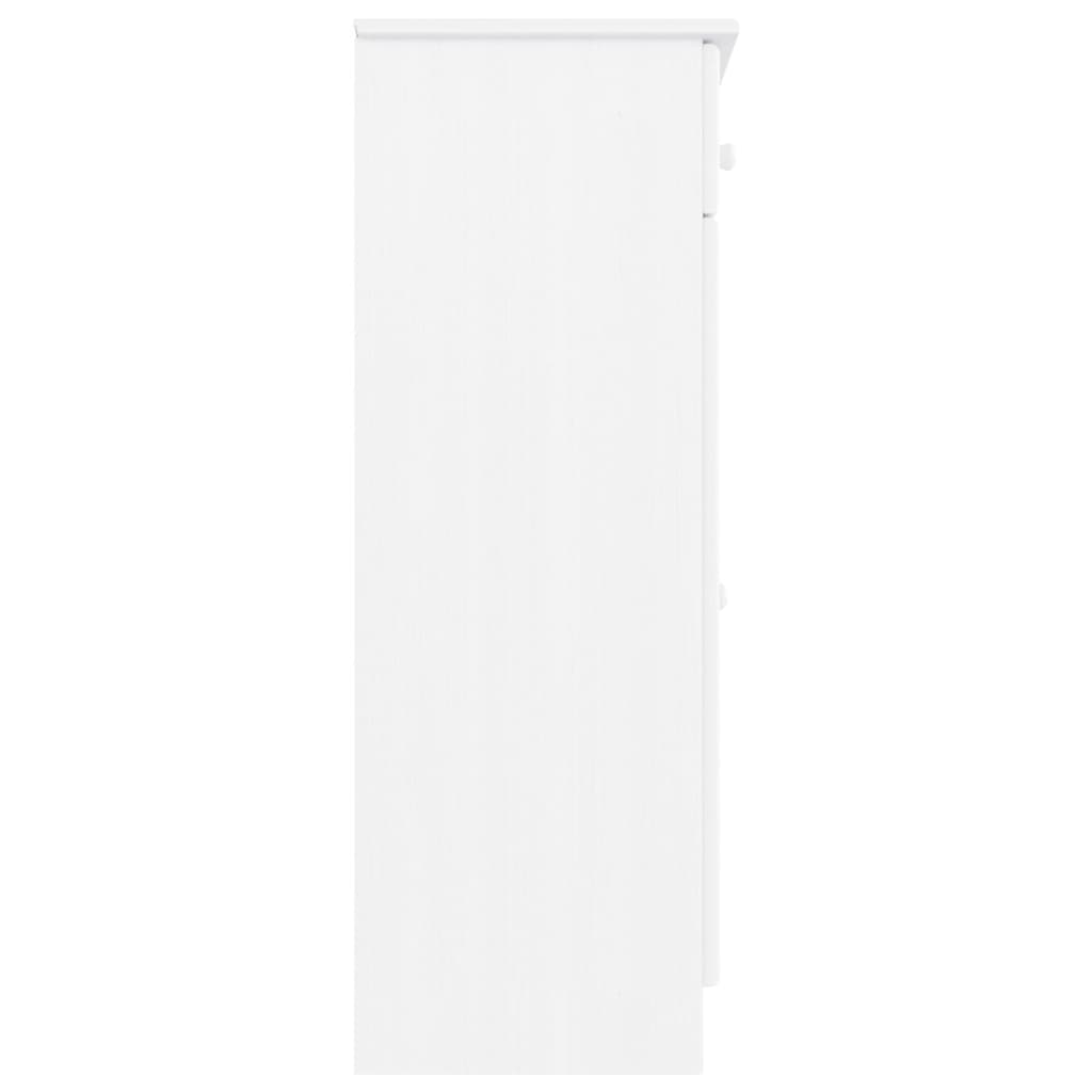 Mueble Zapatero Alta Madera Maciza De Pino Blanco 77x35x96 Cm / Vetonek_2