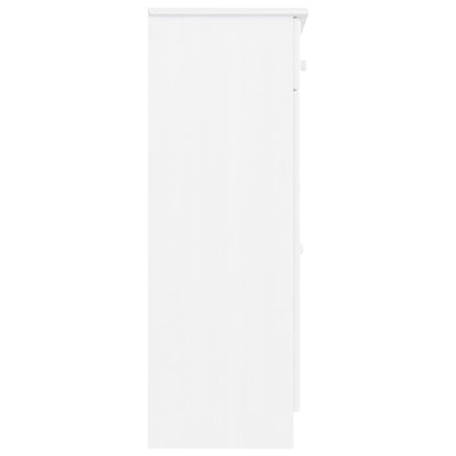 Mueble Zapatero Alta Madera Maciza De Pino Blanco 77x35x96 Cm / Vetonek_2