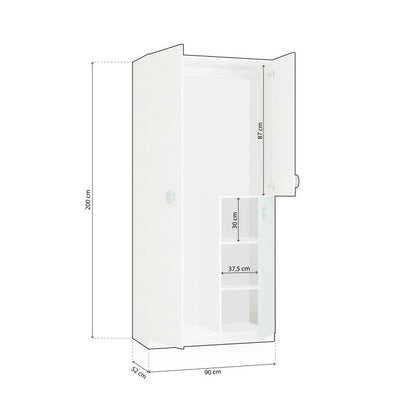 Armario Snuba Melamina, Blanco, 90 X 200 X 52cm_5