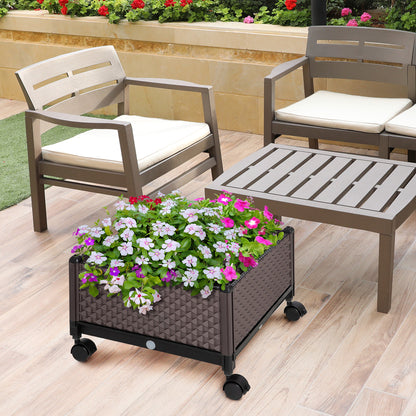 Outsunny Jardinera De Plástico Con Ruedas Para Cultivo De Plantas 50x50x33 Cm_1