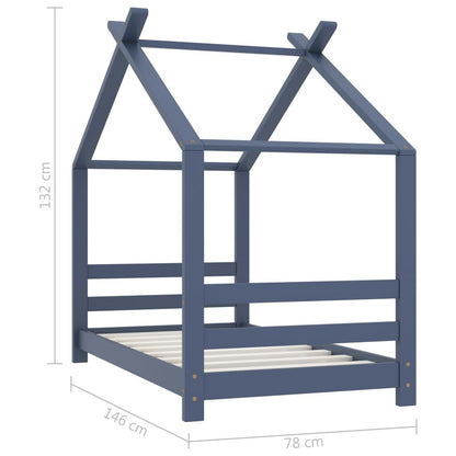 Vidaxl Estructura De Cama Infantil Madera Maciza Pino Gris 70x140 Cm_2