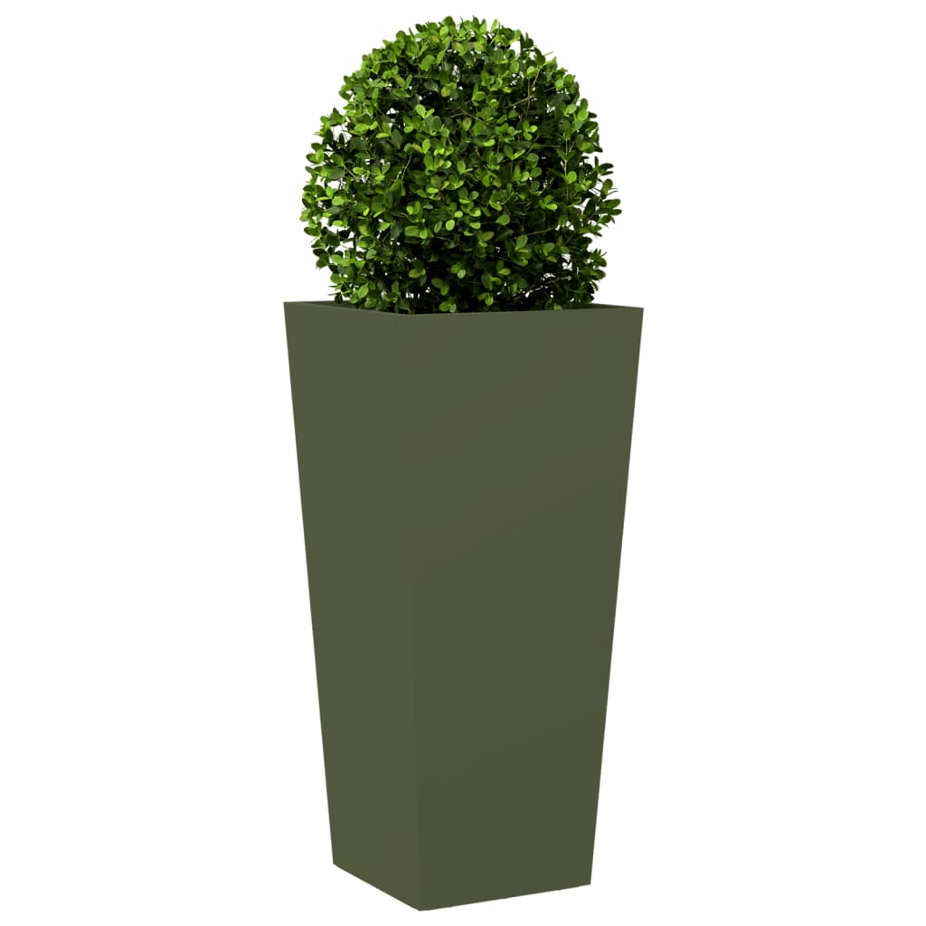Jardineras 2 Uds Acero Verde Oliva 35x35x75 Cm_3