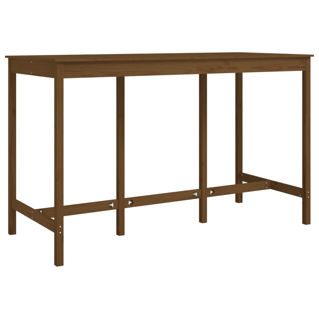 Mesa Alta De Bar Madera Maciza Pino Marrón Miel 180x80x110 Cm_0