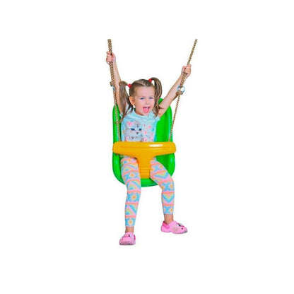 Columpio Doble De Madera Cuadrada Masgames Karai Junior Xl + Asiento Bebe.