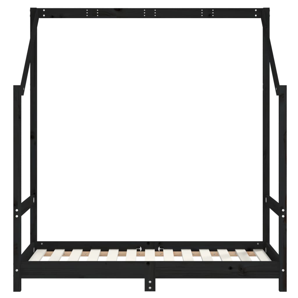 Estructura De Cama Para Niños Madera De Pino Negro 70x140 Cm / Vetonek_1