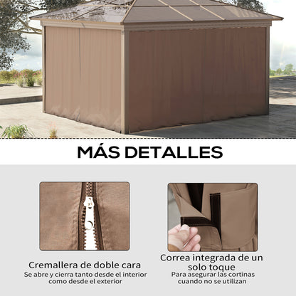Outsunny 4 Paredes Laterales Para Cenador 3x2 M Con Ganchos Marrón_4