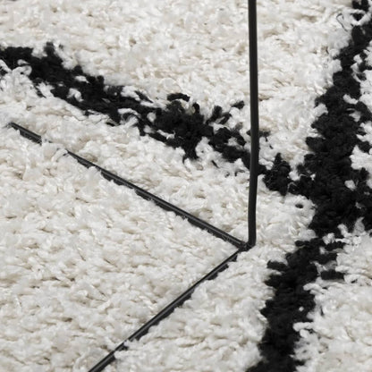 Alfombra De Pelo Largo Moderna Pamplona Crema Y Negro Ø 120 Cm / Vetonek_1